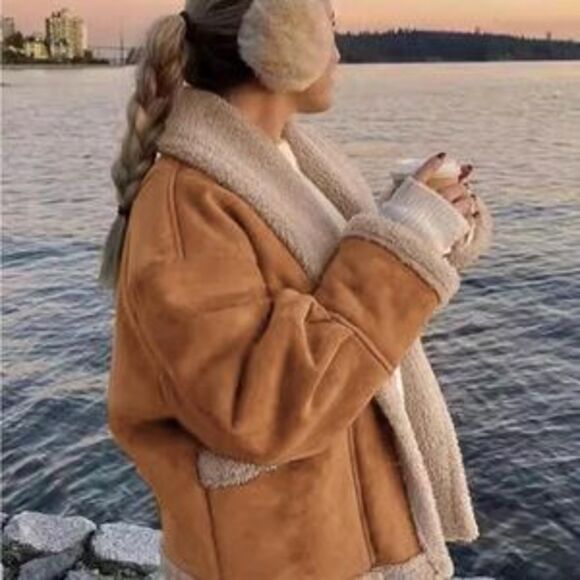 Jackets & Blazers - Cozy Tan Shearling Jacket thick faux suede winter warm coat
